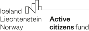 Logotyp. Napisy Iceland, Liechtenstein, Norway oraz Active citizens fund