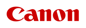 Logo Canon - na białym tle czerwony napis